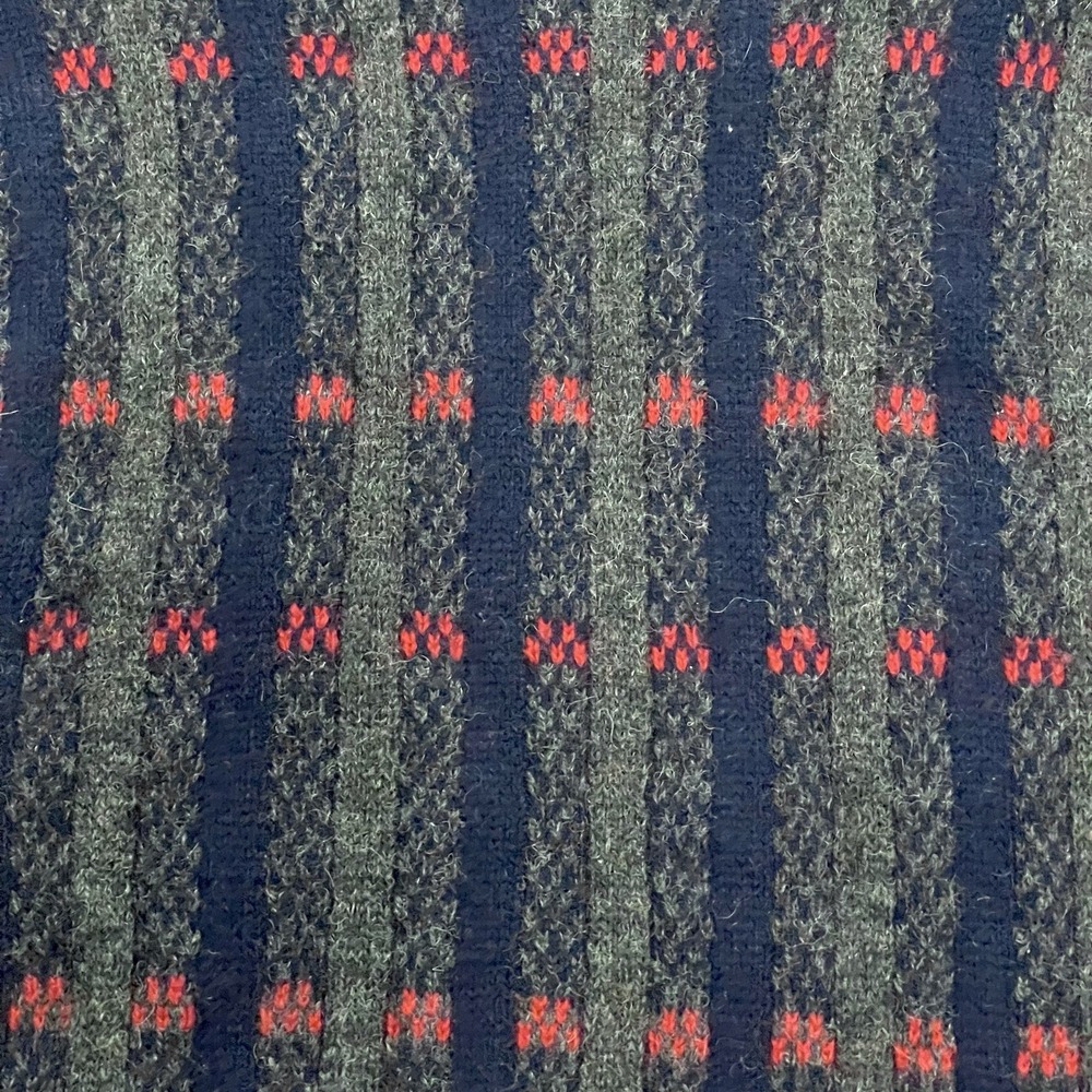 Vintage 80s Men's Pendleton Wool Sweater Stripe Checkered Made in USA XL FLAWED - Picture 5 of 10
